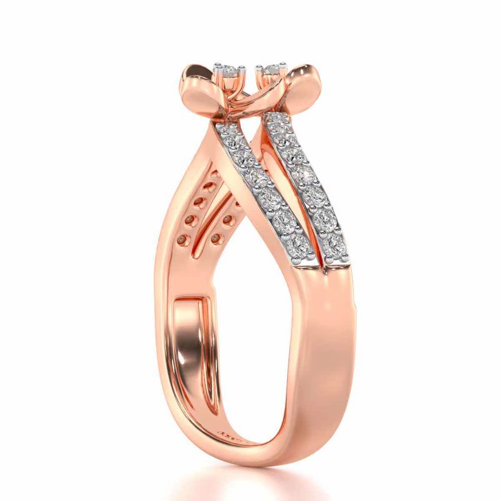 Flower Wave Silver Ring - Rose Gold - Image 3