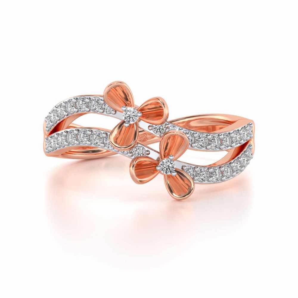 Flower Wave Silver Ring - Rose Gold - Image 4