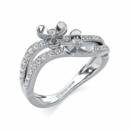 Flower Wave Silver Ring - White Gold - Image 1