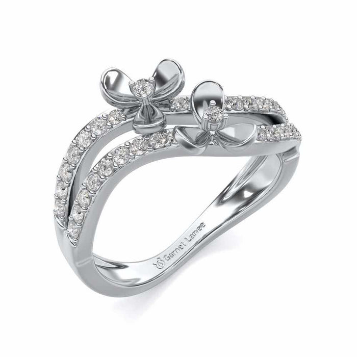 Flower Wave Silver Ring - White Gold - Image 1