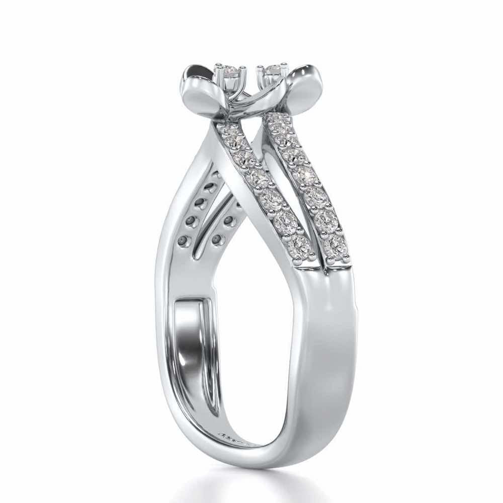 Flower Wave Silver Ring - White Gold - Image 3