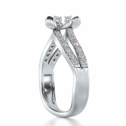 Flower Wave Silver Ring - White Gold - Image 3