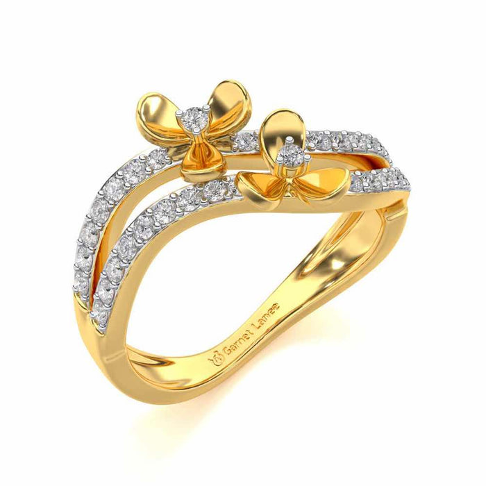 Flower Wave Silver Ring - Yellow Gold - Image 1