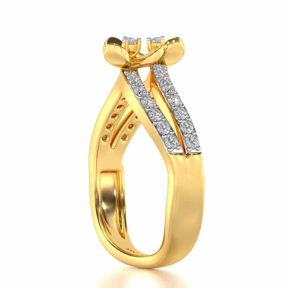 Flower Wave Silver Ring - Yellow Gold - Image 3