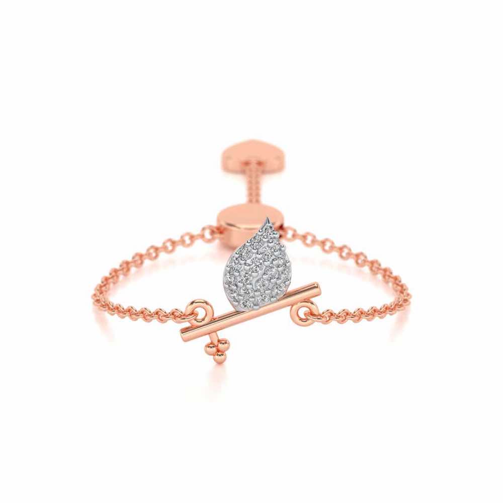 Flute Adjustable Silver Ring - Rose Gold - Image 1