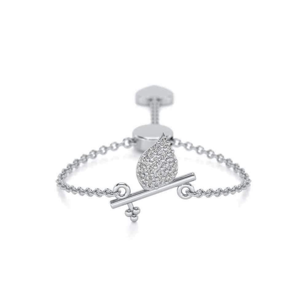 Flute Adjustable Silver Ring - White Gold - Image 1