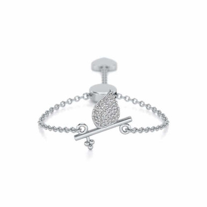 Flute Adjustable Silver Ring - White Gold - Image 1