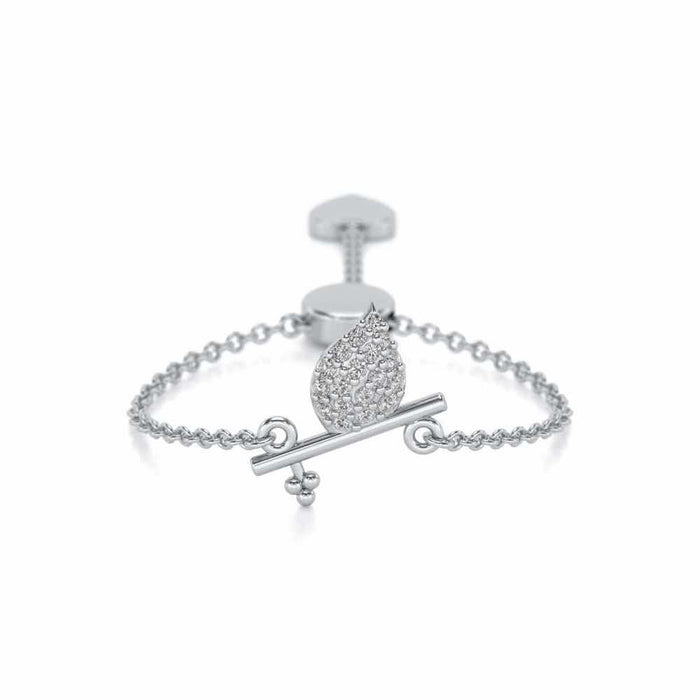 Flute Adjustable Silver Ring - White Gold - Image 1