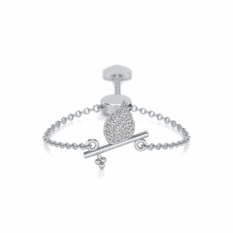 Flute Adjustable Silver Ring - White Gold - Image 1