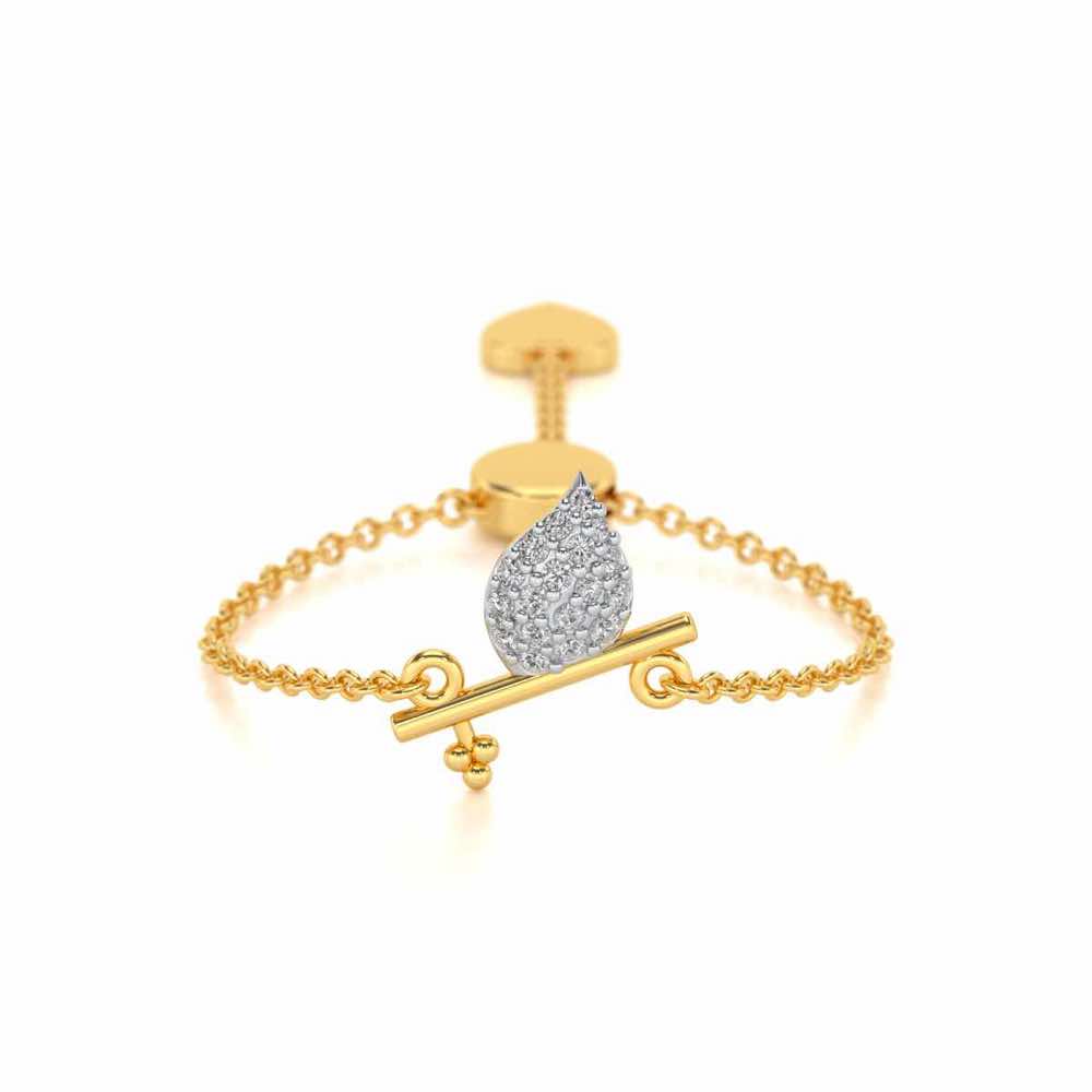 Flute Adjustable Silver Ring - Yellow Gold - Image 1