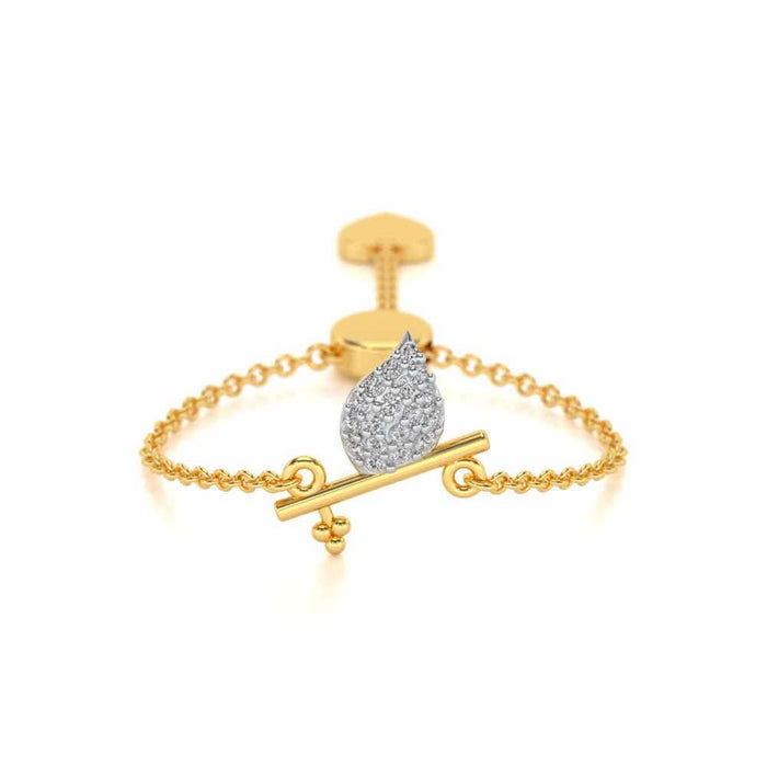 Flute Adjustable Silver Ring - Yellow Gold - Image 1
