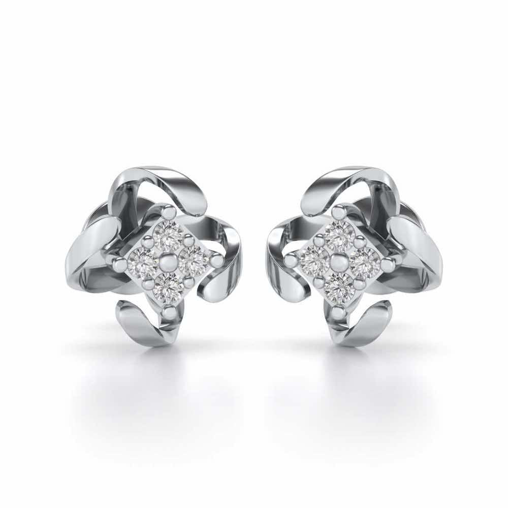 Flutter Silver Studs - White Gold - Image 1