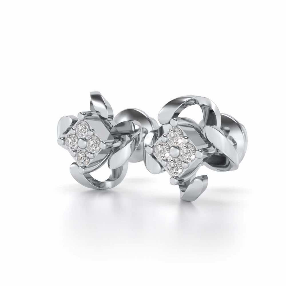 Flutter Silver Studs - White Gold - Image 3