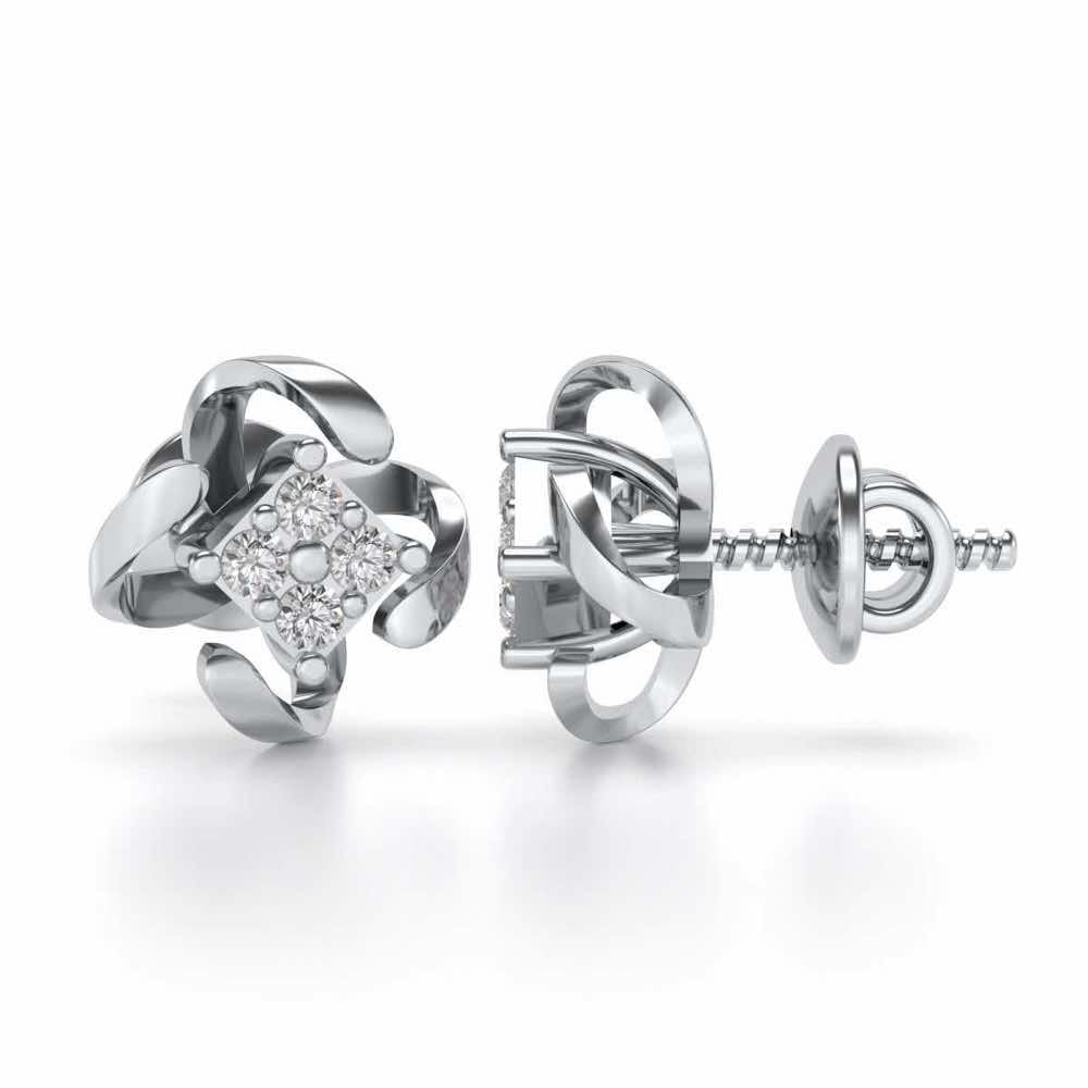 Flutter Silver Studs - White Gold - Image 4