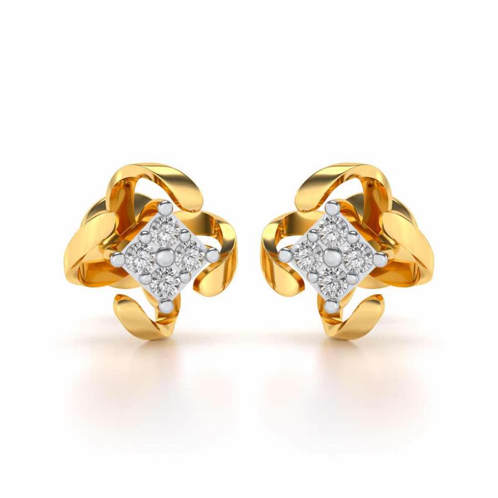 Flutter Silver Studs - Yellow Gold - Image 1