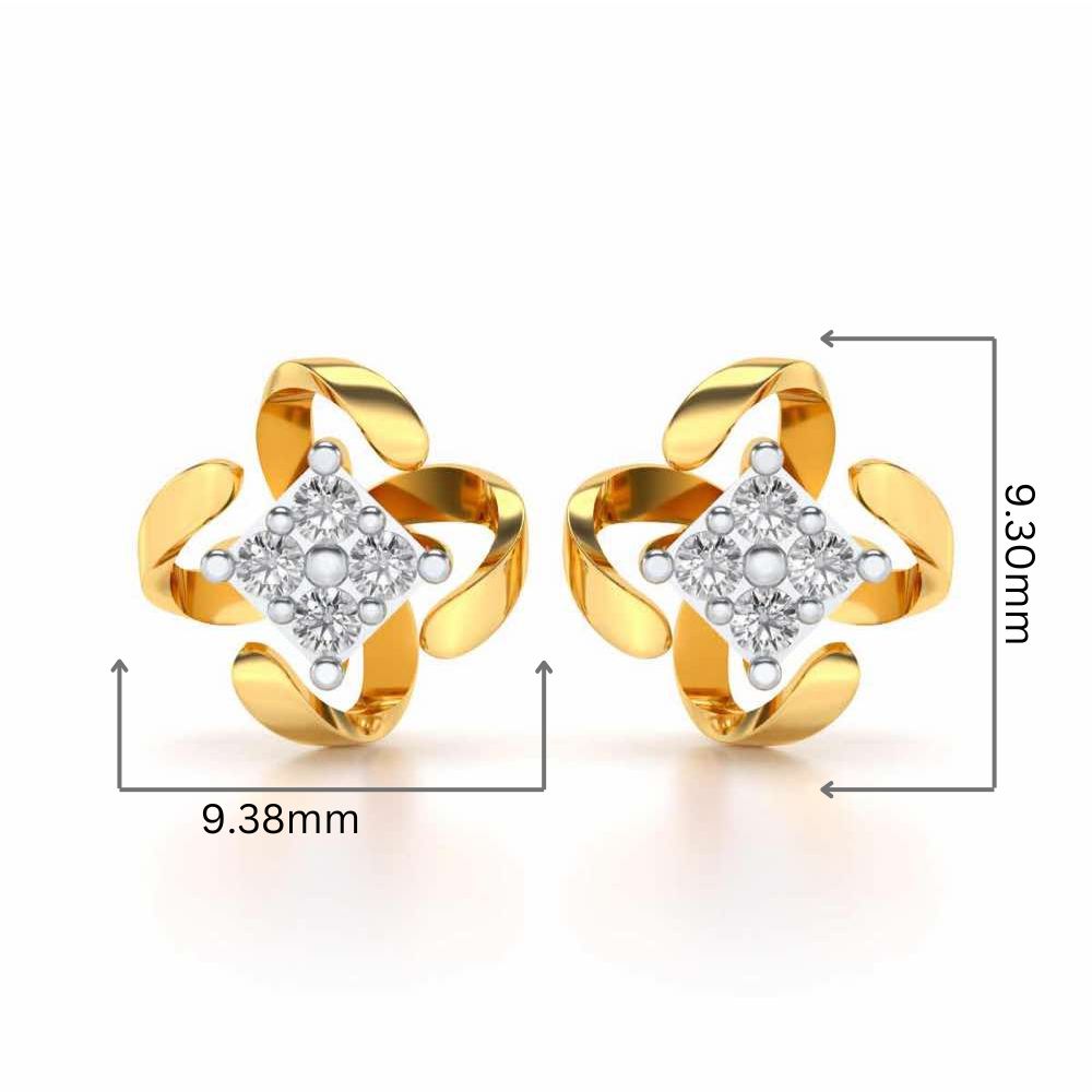 Flutter Silver Studs - Yellow Gold - Image 2