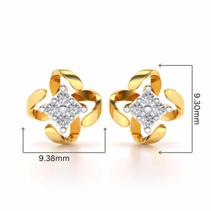 Flutter Silver Studs - Yellow Gold - Image 2