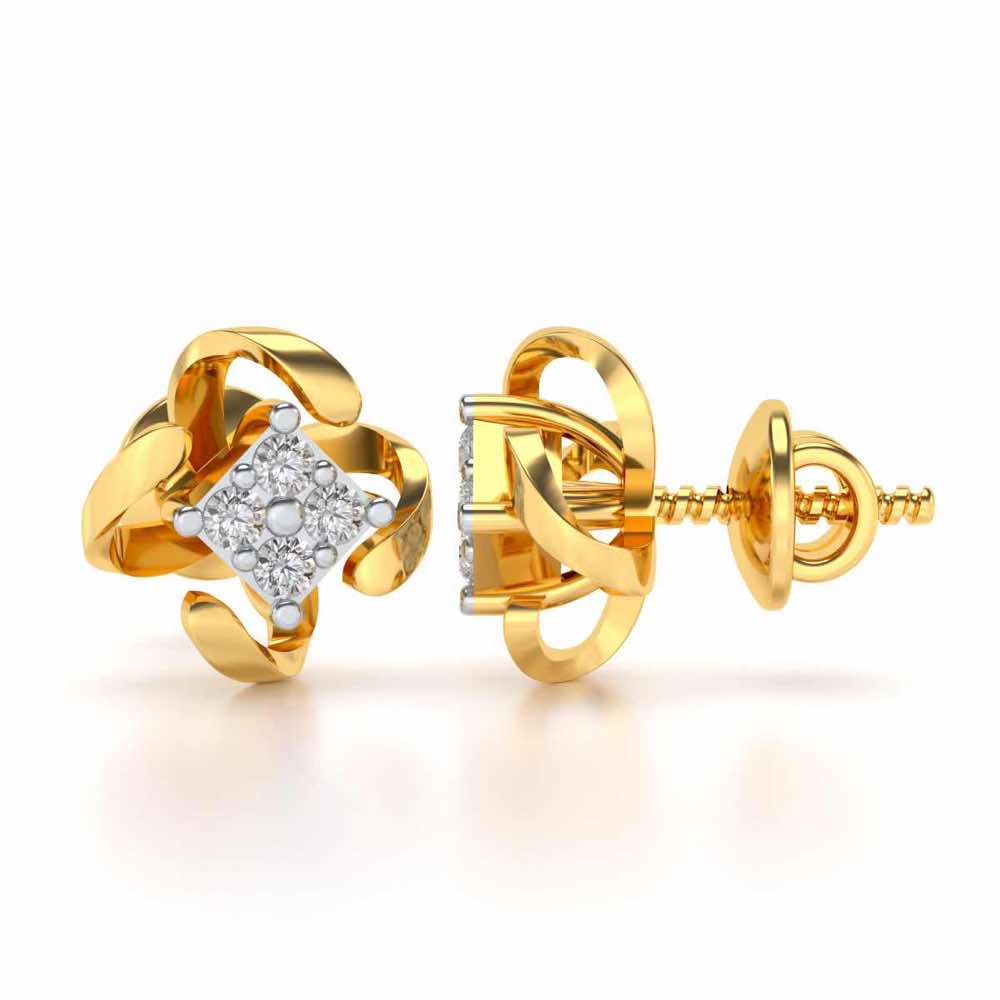 Flutter Silver Studs - Yellow Gold - Image 4