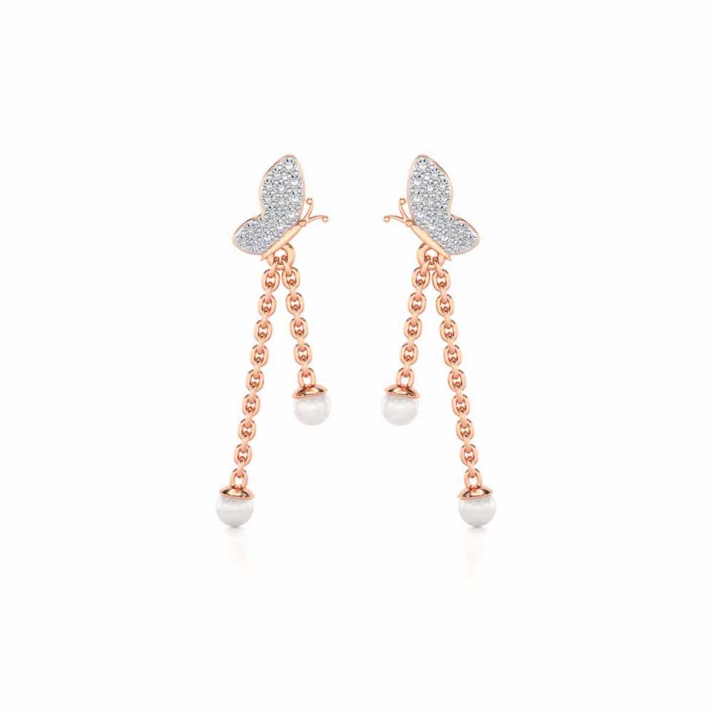 Fly Silver Dangler Earrings - Rose Gold - Image 1
