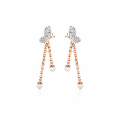 Fly Silver Dangler Earrings - Rose Gold - Image 1
