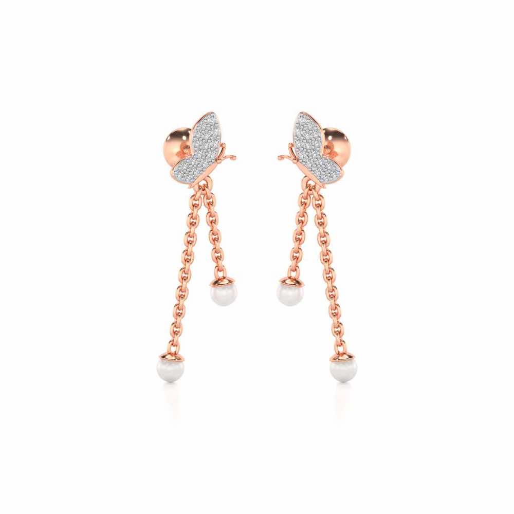 Fly Silver Dangler Earrings - Rose Gold - Image 2