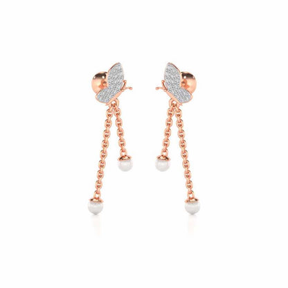 Fly Silver Dangler Earrings - Rose Gold - Image 2