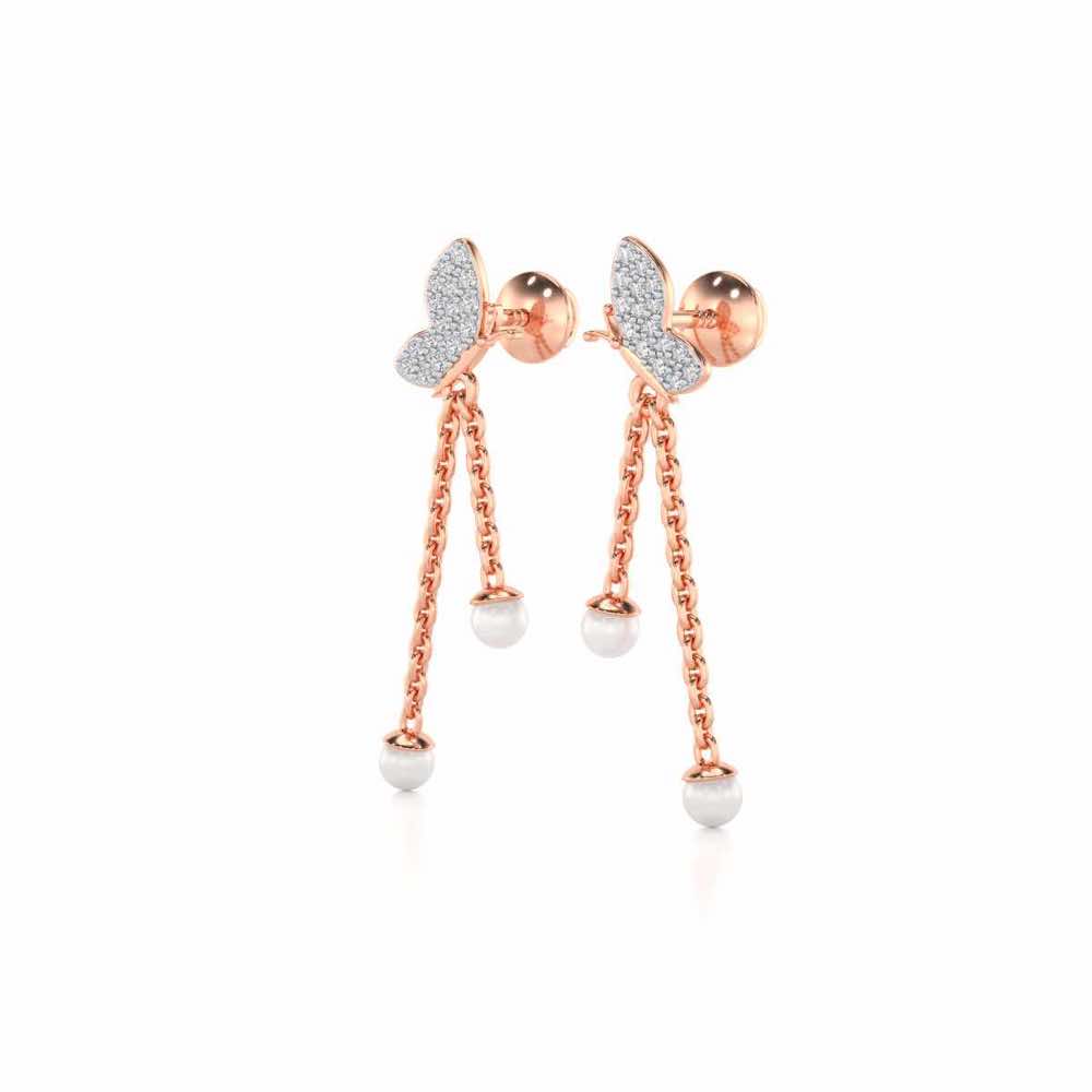 Fly Silver Dangler Earrings - Rose Gold - Image 3