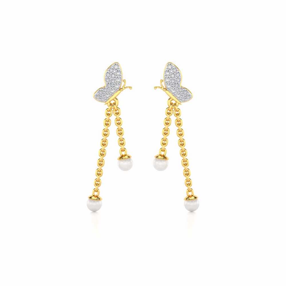 Fly Silver Dangler Earrings - Yellow Gold - Image 1