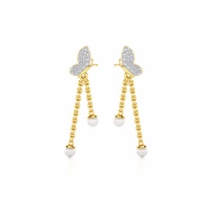 Fly Silver Dangler Earrings - Yellow Gold - Image 1