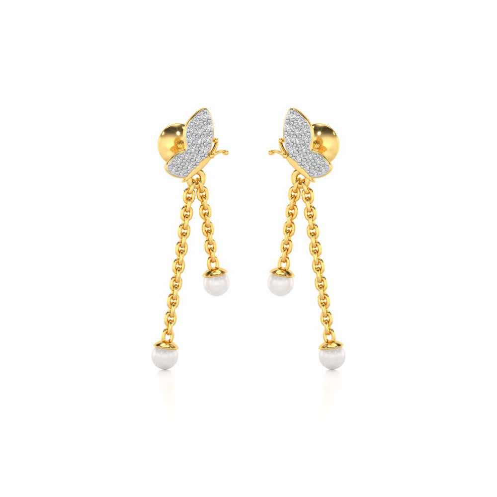Fly Silver Dangler Earrings - Yellow Gold - Image 2