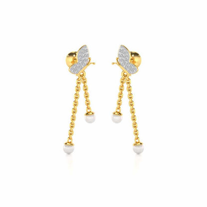 Fly Silver Dangler Earrings - Yellow Gold - Image 2
