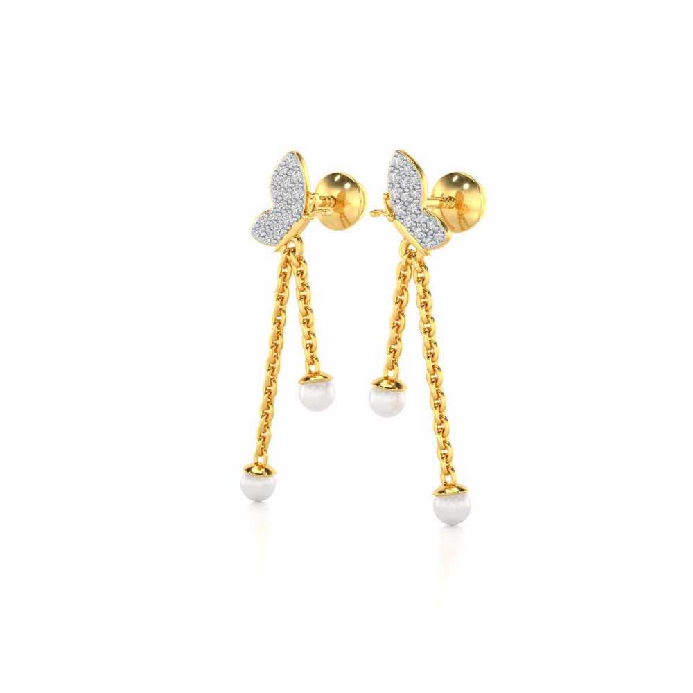 Fly Silver Dangler Earrings - Yellow Gold - Image 3