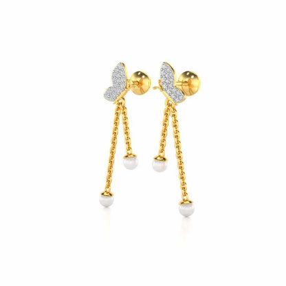 Fly Silver Dangler Earrings - Yellow Gold - Image 3