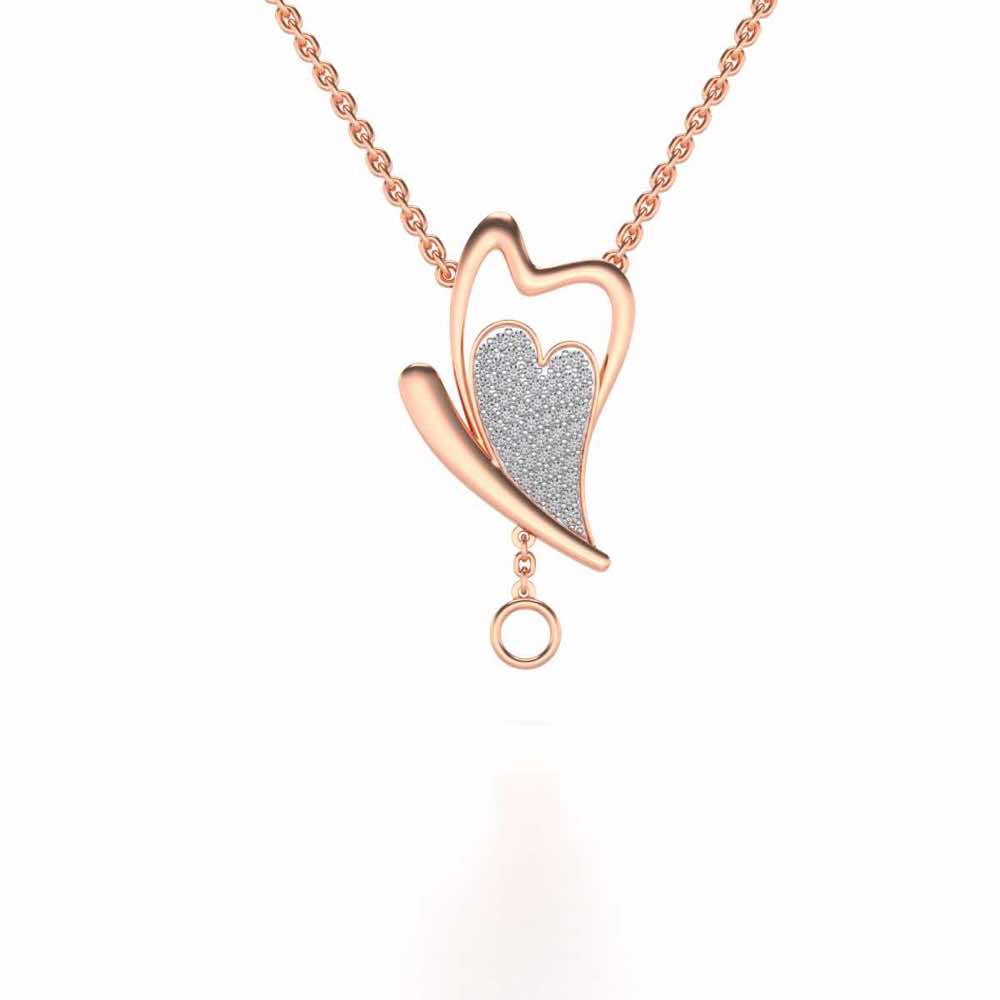 Fly Heart Silver Pendant - Rose Gold - Image 1