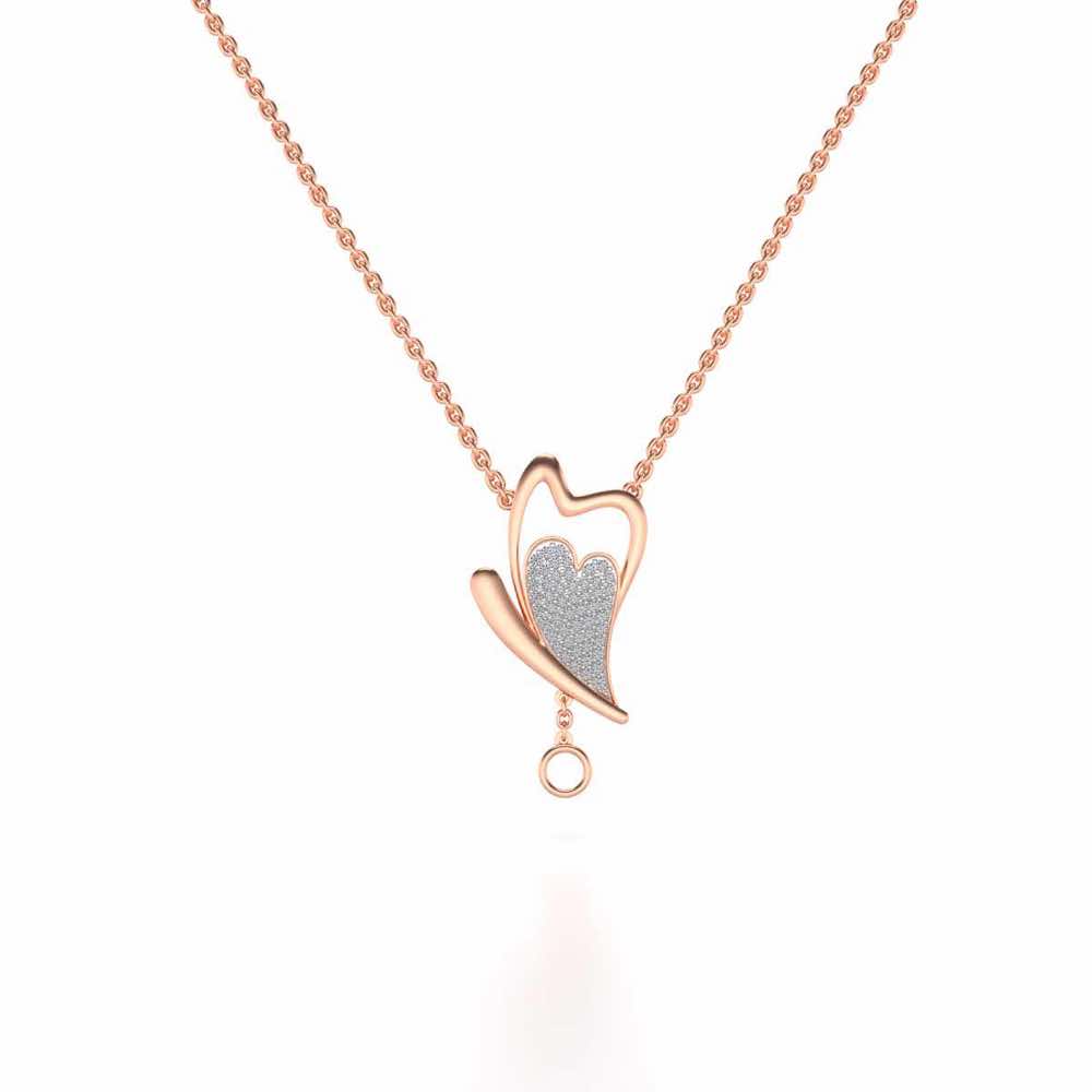 Fly Heart Silver Pendant - Rose Gold - Image 2