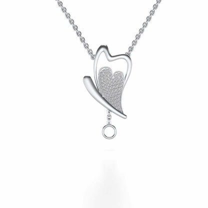 Fly Heart Silver Pendant - White Gold - Image 1