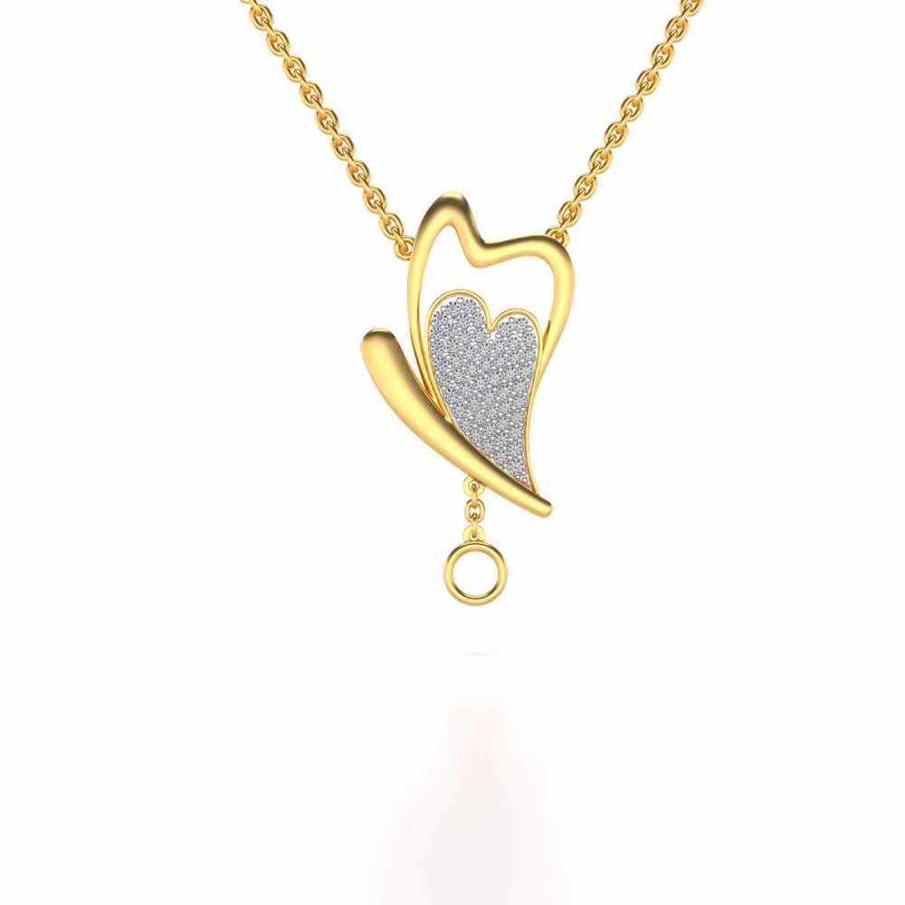 Fly Heart Silver Pendant - Yellow Gold - Image 1