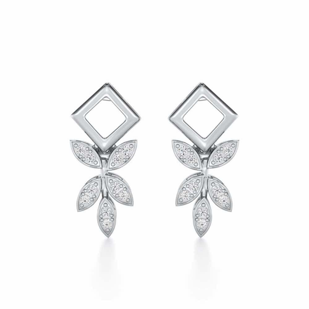 Forest Elegance Silver Earrings - White Gold - Image 1