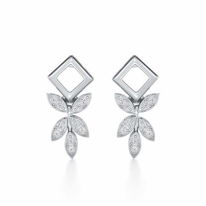 Forest Elegance Silver Earrings - White Gold - Image 1