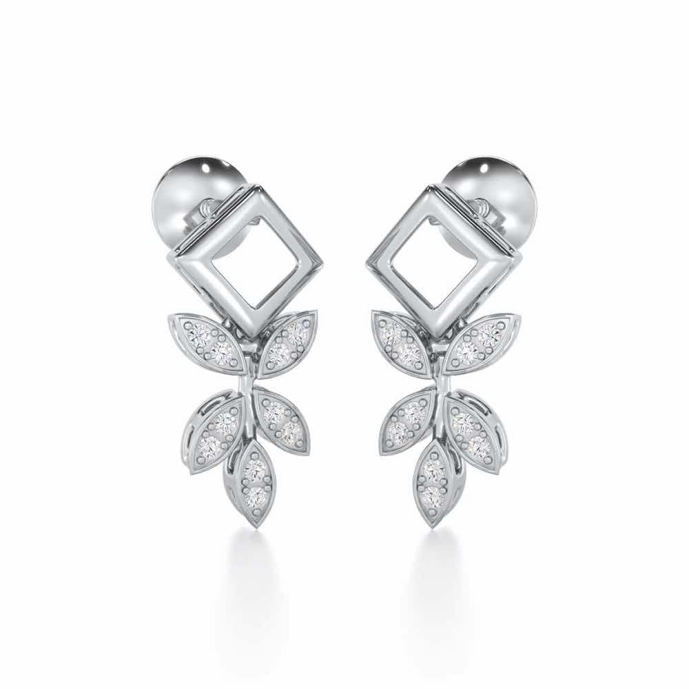 Forest Elegance Silver Earrings - White Gold - Image 2