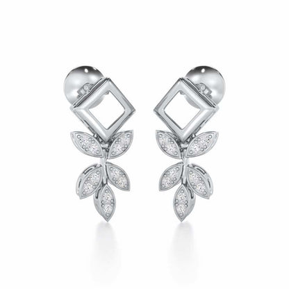 Forest Elegance Silver Earrings - White Gold - Image 2