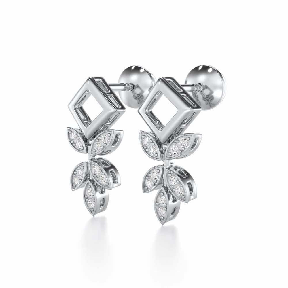 Forest Elegance Silver Earrings - White Gold - Image 3