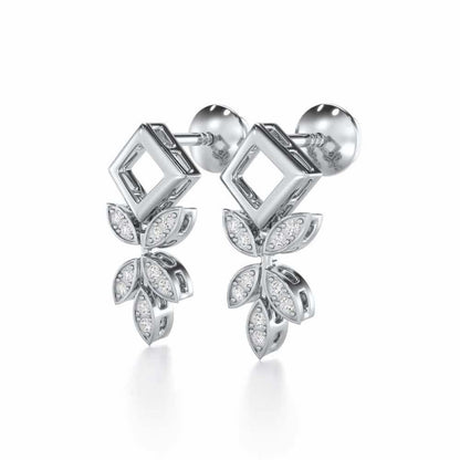 Forest Elegance Silver Earrings - White Gold - Image 3