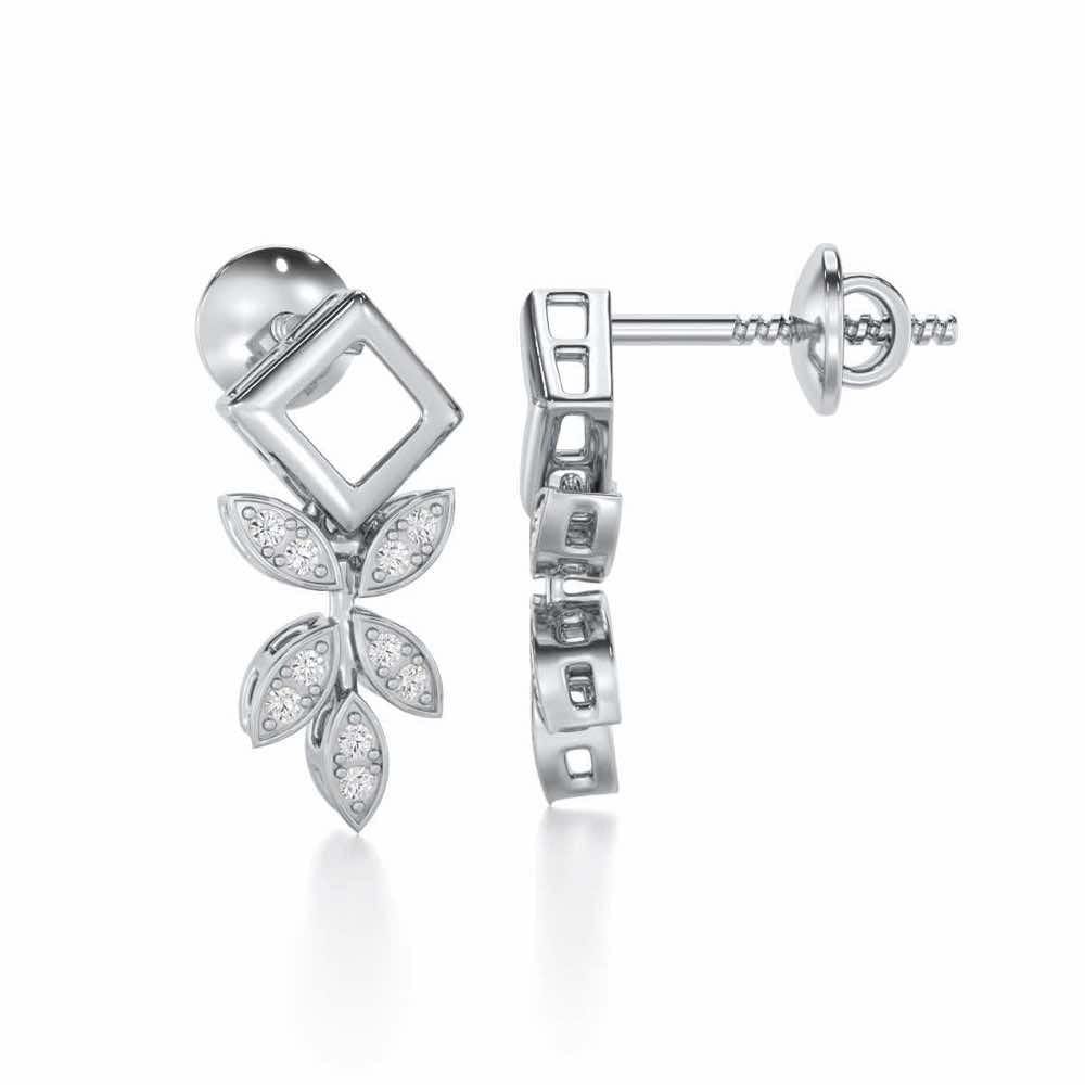 Forest Elegance Silver Earrings - White Gold - Image 4