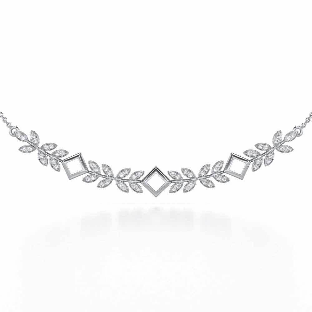 Forest Elegance Silver Necklace - White Gold - Image 1