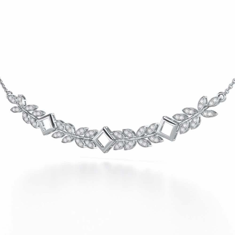 Forest Elegance Silver Necklace - White Gold - Image 2