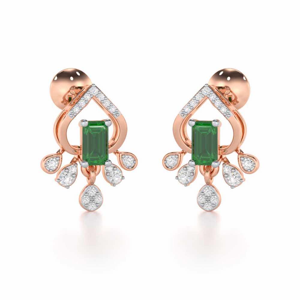 Forest Hint Silver Earrings - Rose Gold - Image 1