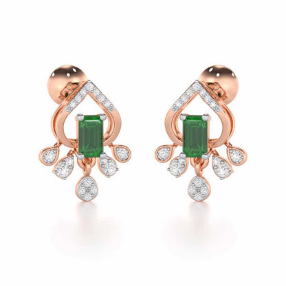 Forest Hint Silver Earrings - Rose Gold - Image 1