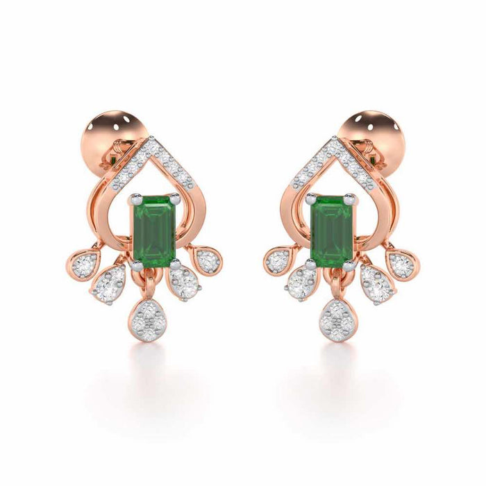 Forest Hint Silver Earrings - Rose Gold - Image 1