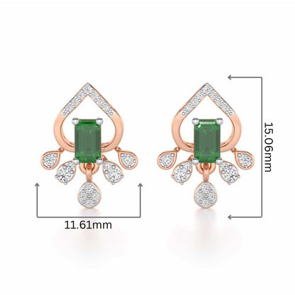 Forest Hint Silver Earrings - Rose Gold - Image 2